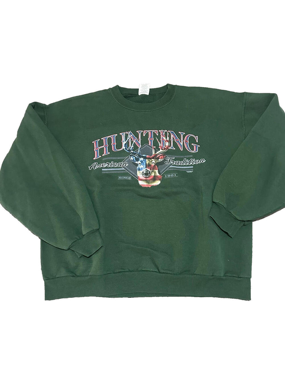 Hunting American Tradition Deer Jerzees Crewneck Sweater Men L Large Pullover